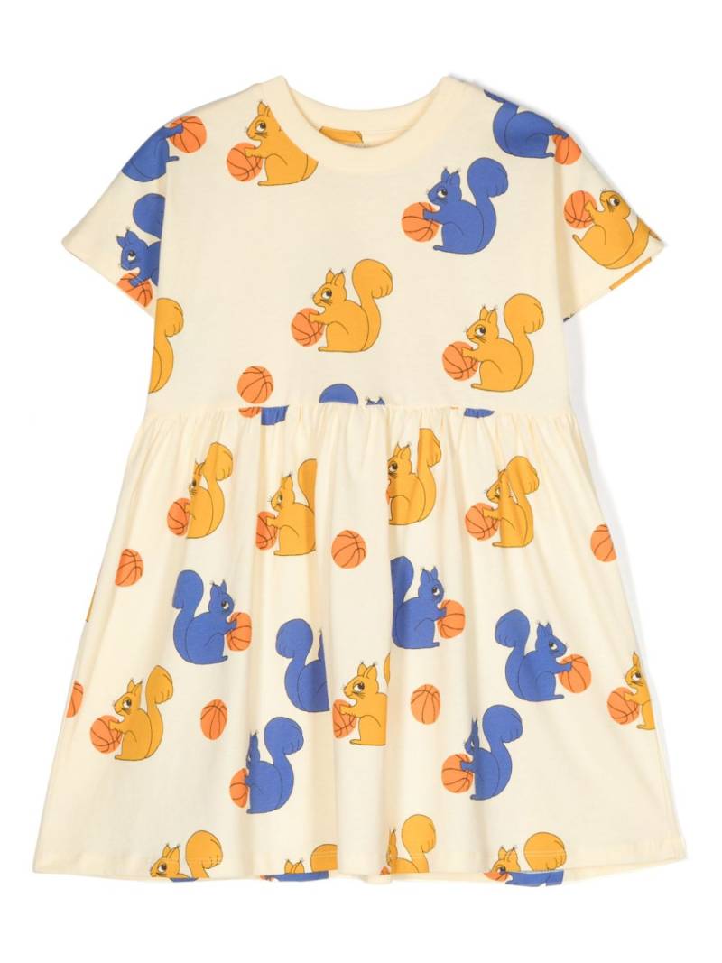 Mini Rodini Squirrels all-over print dress - Yellow von Mini Rodini