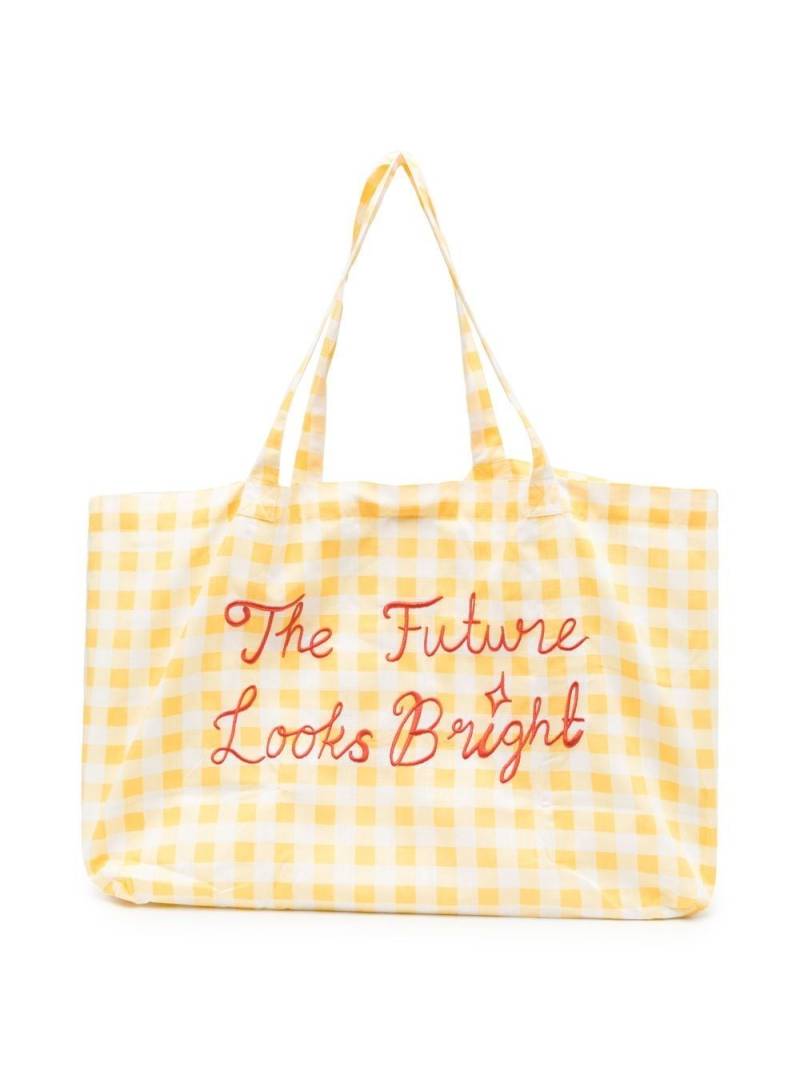 Mini Rodini checked embroidered tote - Yellow von Mini Rodini