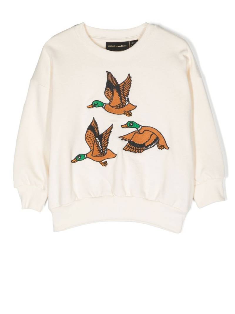 Mini Rodini embroidered-duck crew-neck sweatshirt - Neutrals von Mini Rodini