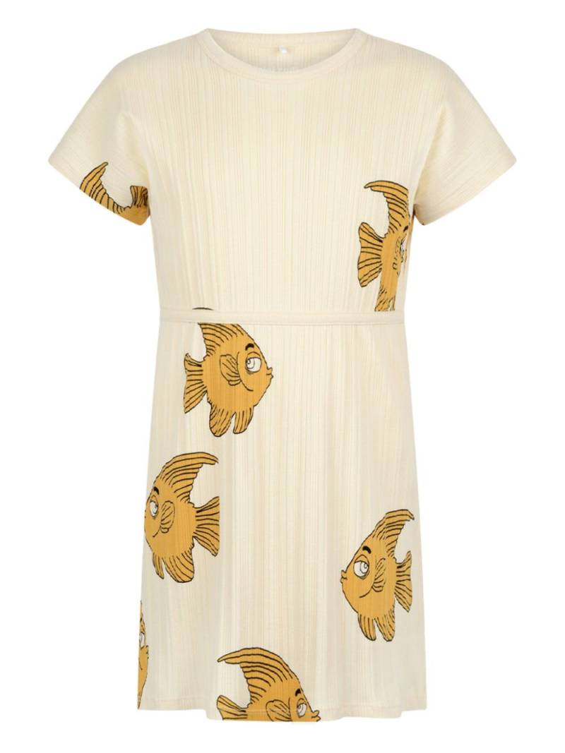 Mini Rodini graphic-print plissé dress - Yellow von Mini Rodini