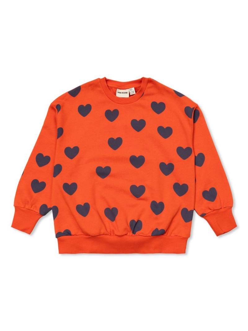 Mini Rodini heart print cotton jumper - Red von Mini Rodini