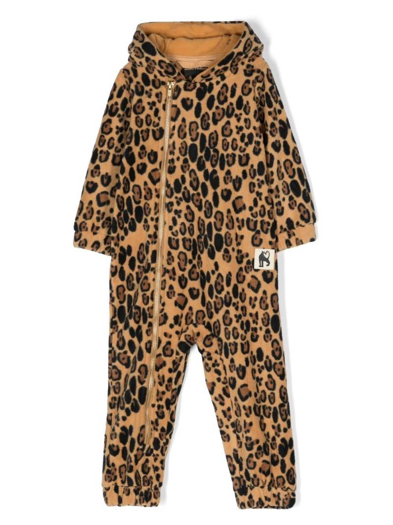 Mini Rodini leopard-print hooded romper - Brown von Mini Rodini