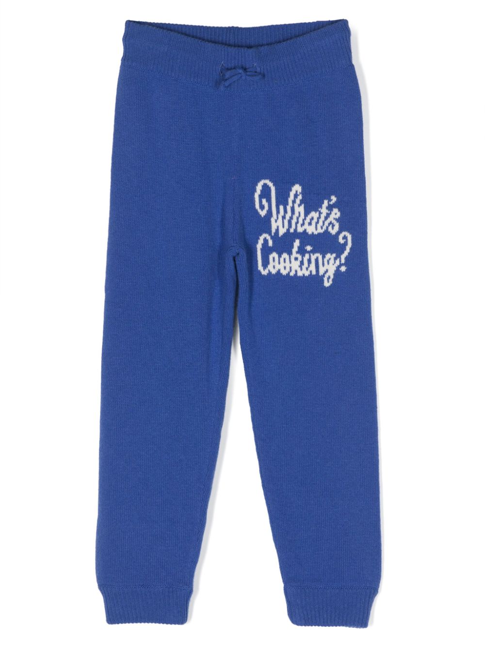 Mini Rodini lettering-intarsia knitted trousers - Blue von Mini Rodini