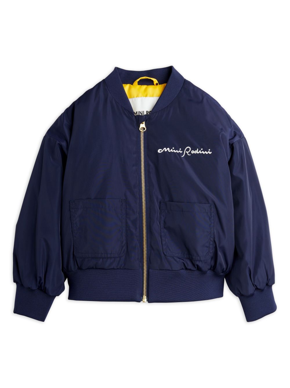 Mini Rodini logo-embroidered bomber jacket - Blue von Mini Rodini