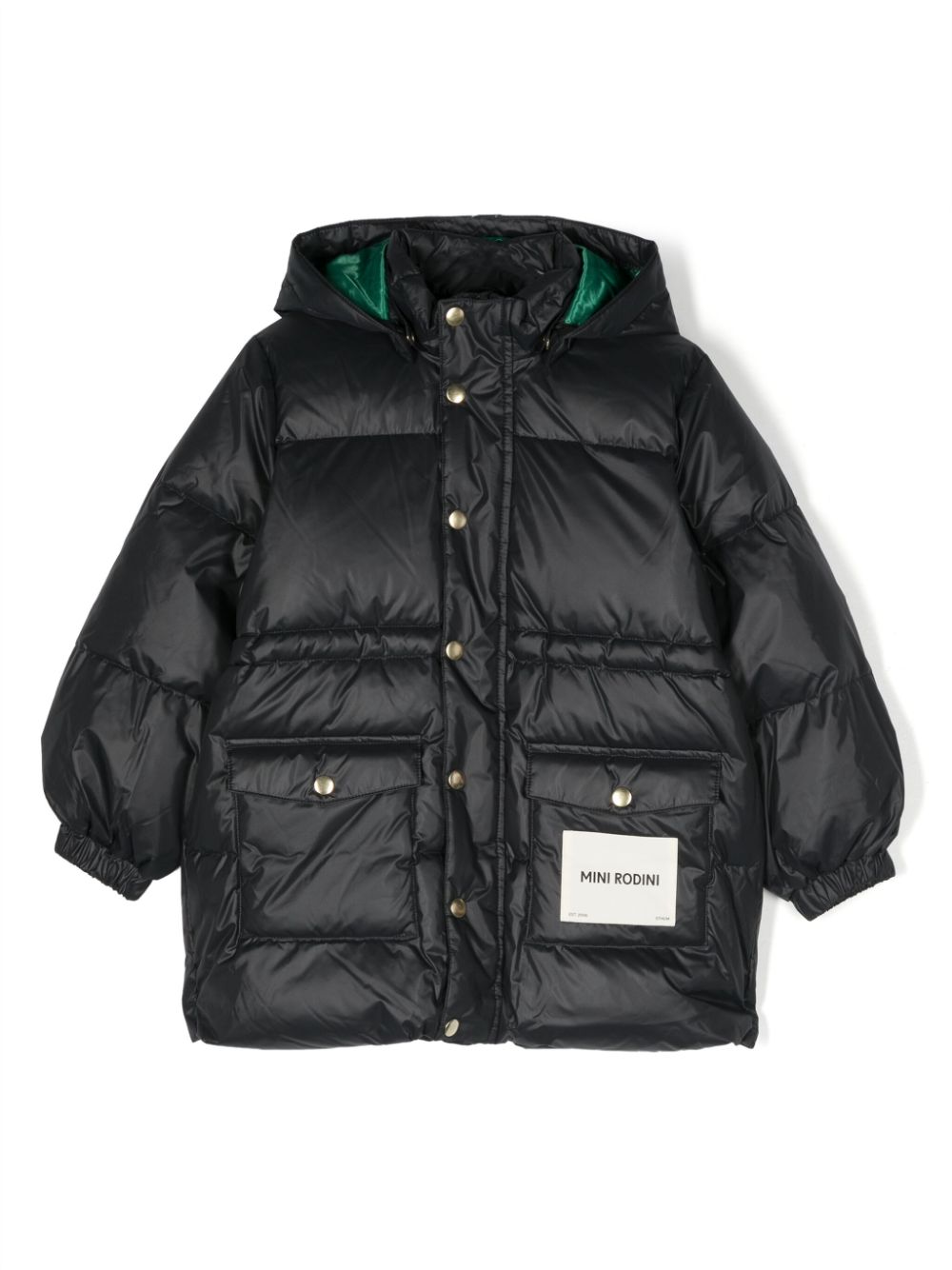 Mini Rodini logo-patch padded jacket - Black von Mini Rodini