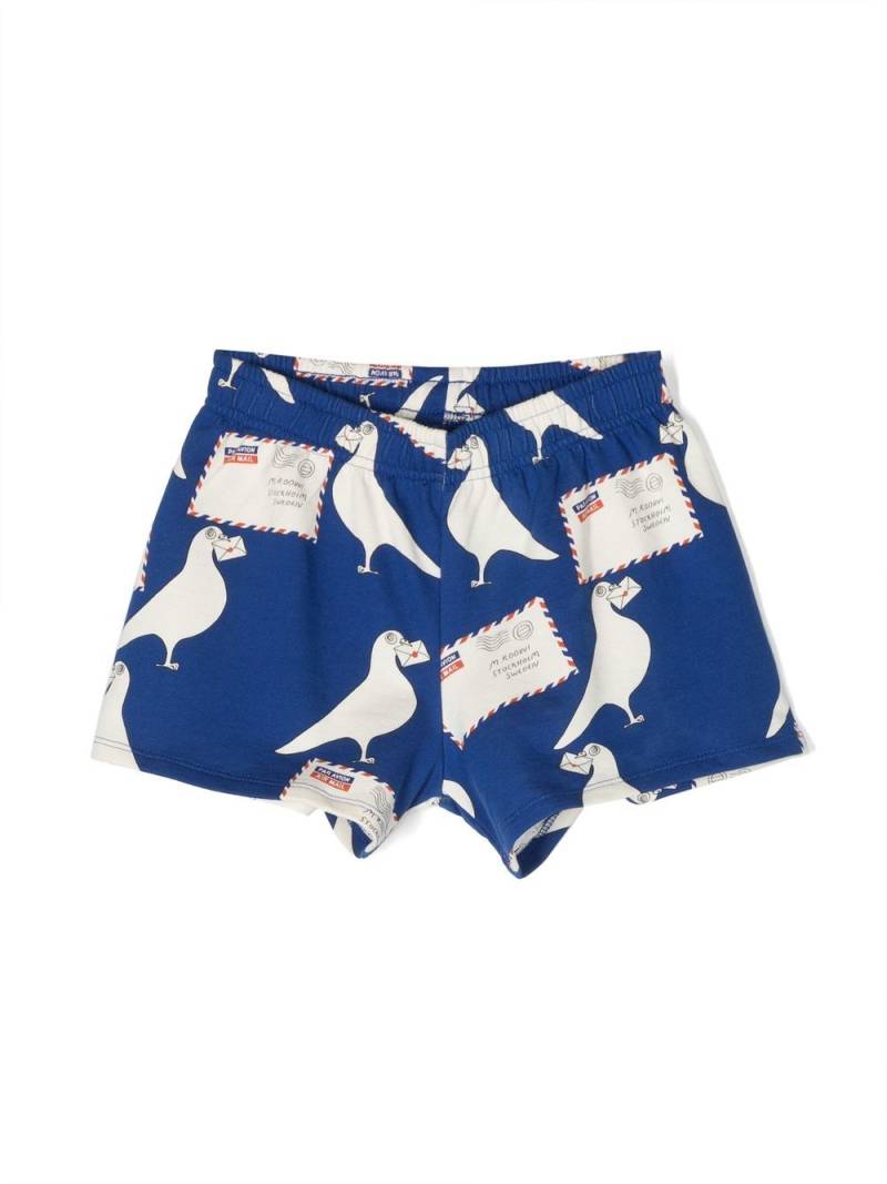 Mini Rodini pigeon-print organic cotton shorts - Blue von Mini Rodini