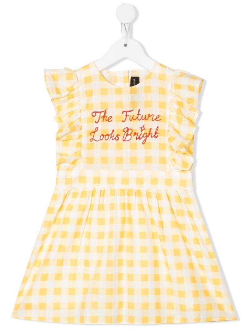 Mini Rodini slogan gingham shift dress - Yellow von Mini Rodini