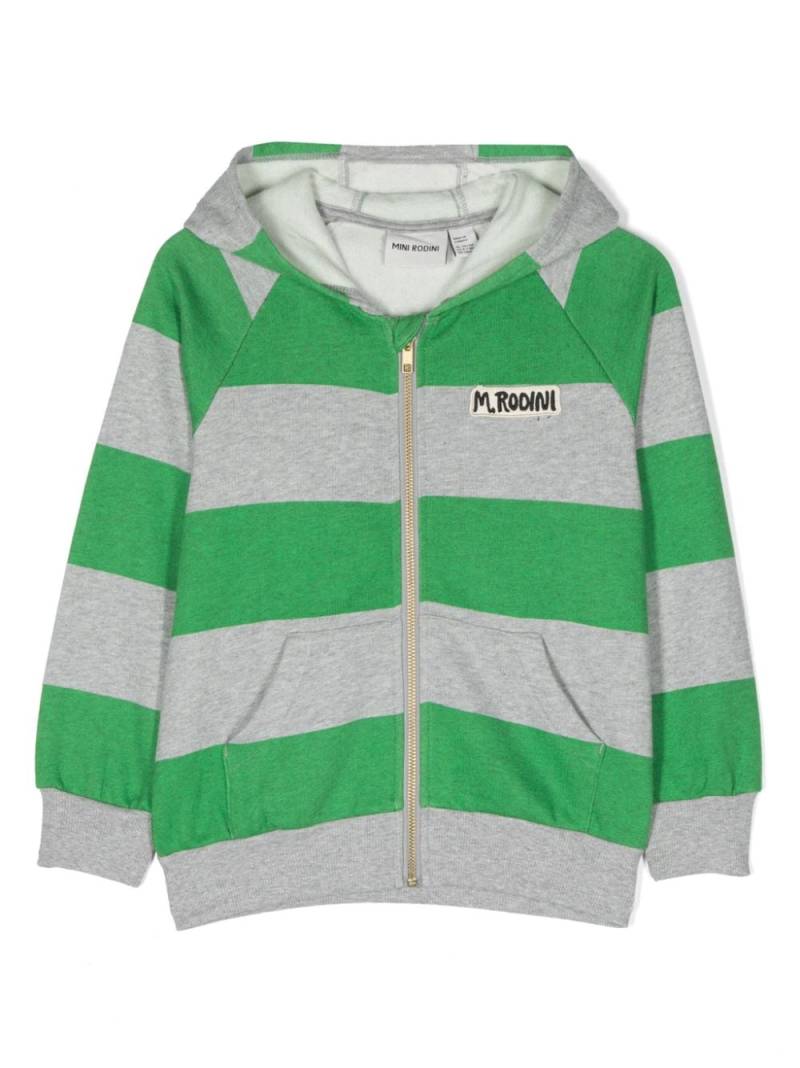 Mini Rodini striped cotton zip-up hoodie - Green von Mini Rodini