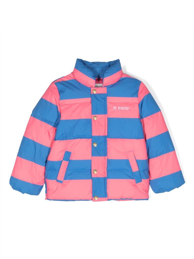 Mini Rodini striped logo-embroidered padded jacket - Pink von Mini Rodini