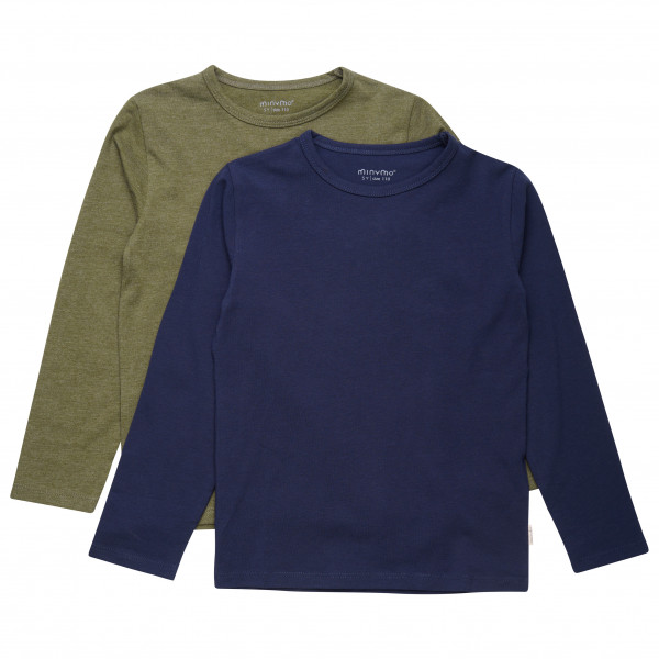 Minymo - Kid's Basic 34 -T-shirt L/S (2-pack) - Longsleeve Gr 104 blau von Minymo