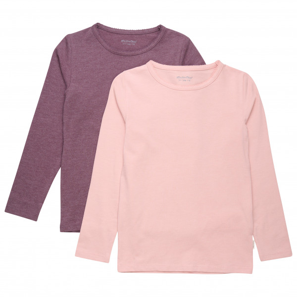 Minymo - Kid's Basic 34 -T-shirt L/S (2-pack) - Longsleeve Gr 116 rosa von Minymo