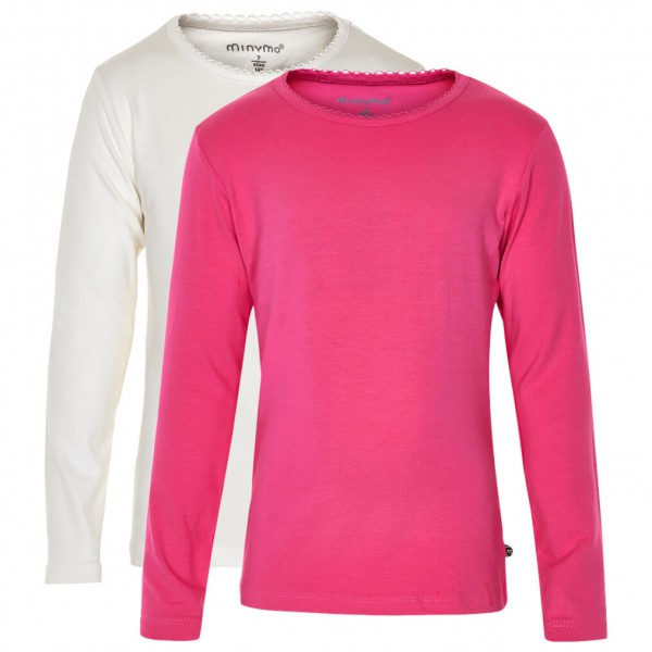 Minymo - Kid's Basic 35 T-Shirt L/S (2-Pack) - Longsleeve Gr 104;110;116;122;128;134;140;146;152;92;98 ;rosa von Minymo