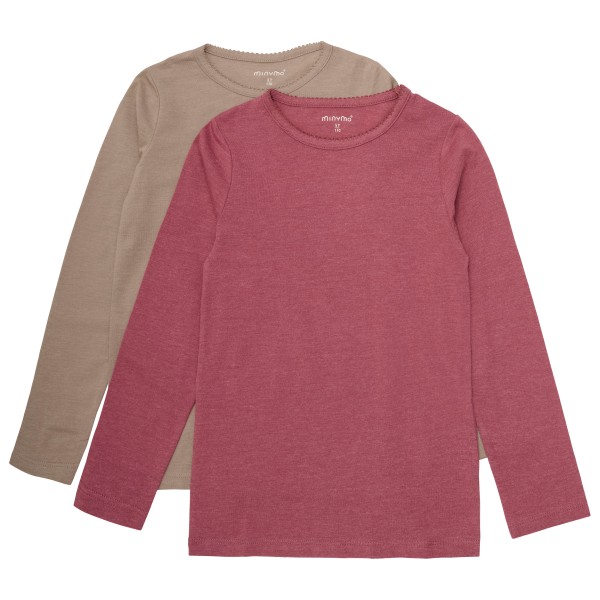 Minymo - Kid's Basic 35 T-Shirt L/S (2-Pack) - Longsleeve Gr 104 rot von Minymo