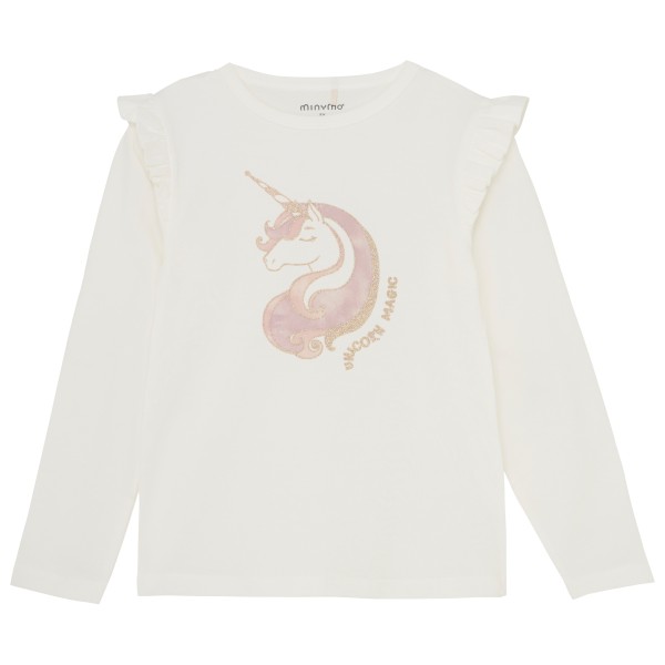 Minymo - Kid's Frilled T-Shirt L/S - Longsleeve Gr 104 weiß von Minymo