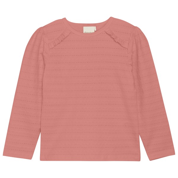 Minymo - Kid's T-Shirt L/S Jaquard - Longsleeve Gr 104;110;116;122;128;134;140;152;86;92 rosa;weiß von Minymo