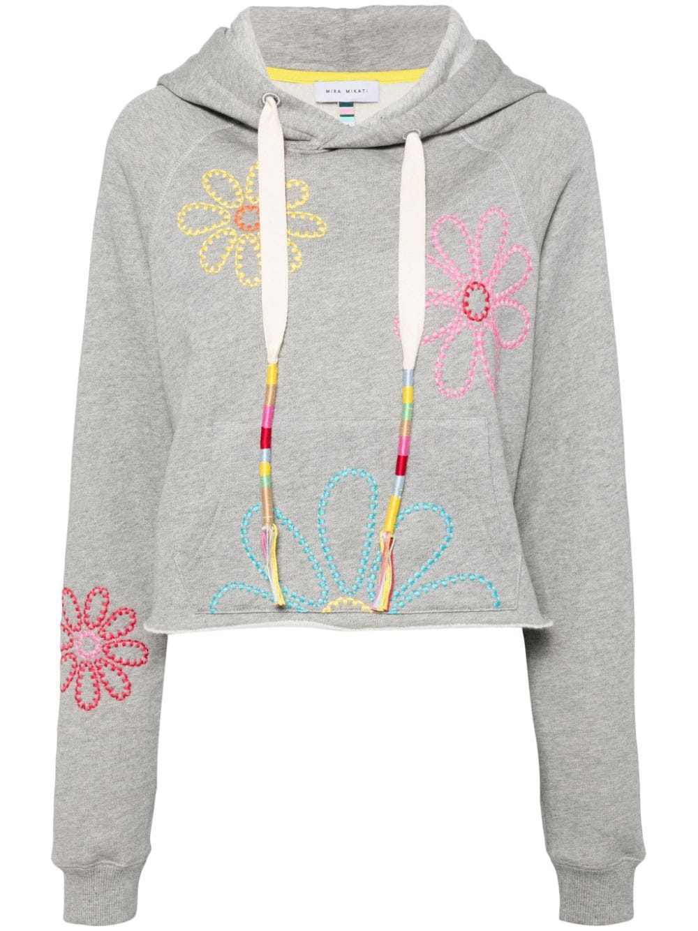 Mira Mikati flower-embroidered cropped hoodie - Grey von Mira Mikati