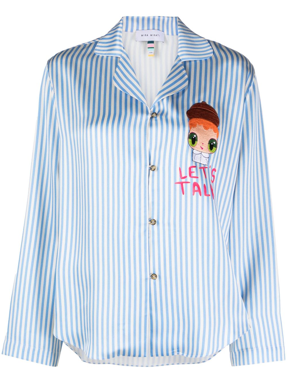 Mira Mikati x Javier Calleja striped satin shirt - White von Mira Mikati