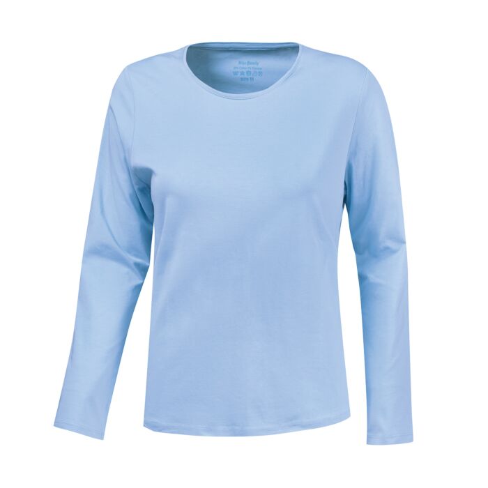 Basic Langarm-Shirt uni, hellblau, XL von Miss Beverly