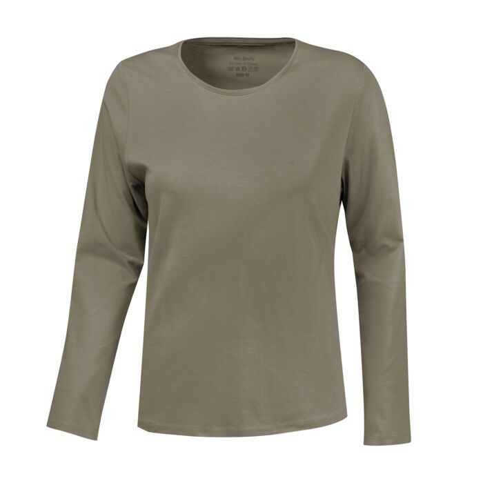 Basic Langarm-Shirt uni, olive, XXL von Miss Beverly