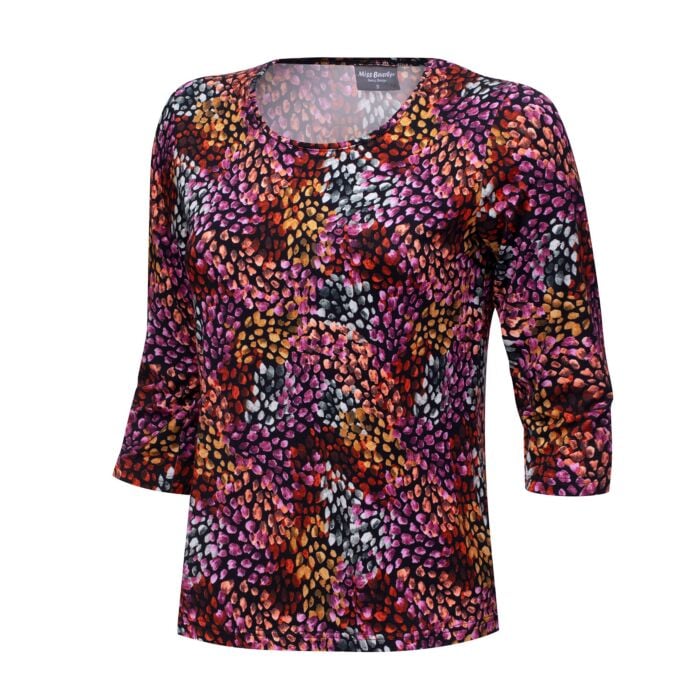 Damen 3/4 Shirt bedruckt mit Viscose-Anteil, pink von Miss Beverly