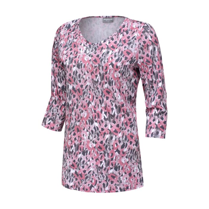 Damen Longshirt Allover-Print mit Modal, rosa, Xxxl von Miss Beverly