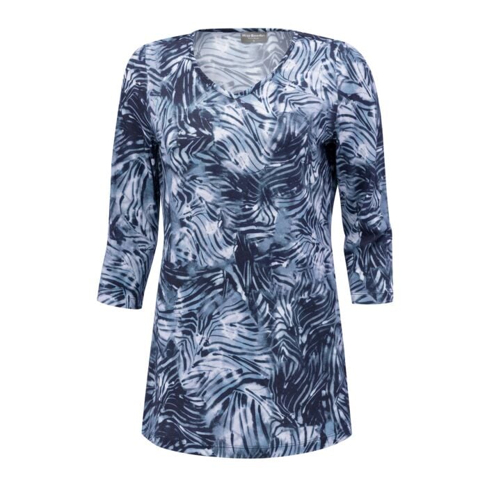 Damen Longshirt mit Allover-Print, blau von Miss Beverly