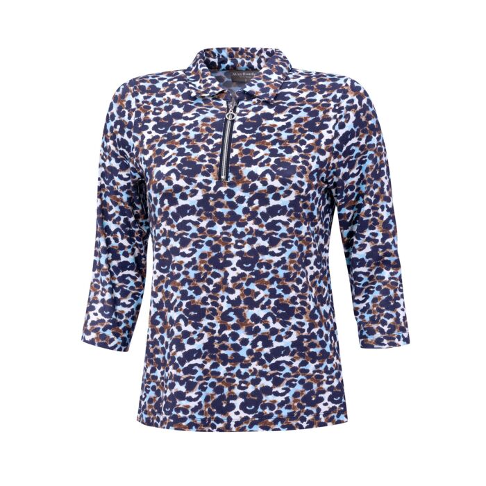 Damen Poloshirt mit Allover-Print von Miss Beverly