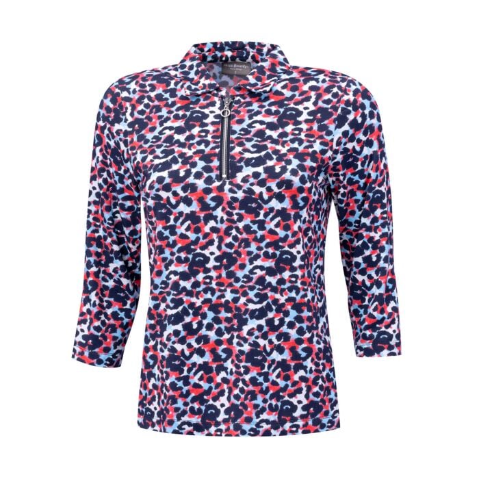 Damen Poloshirt mit Allover-Print von Miss Beverly