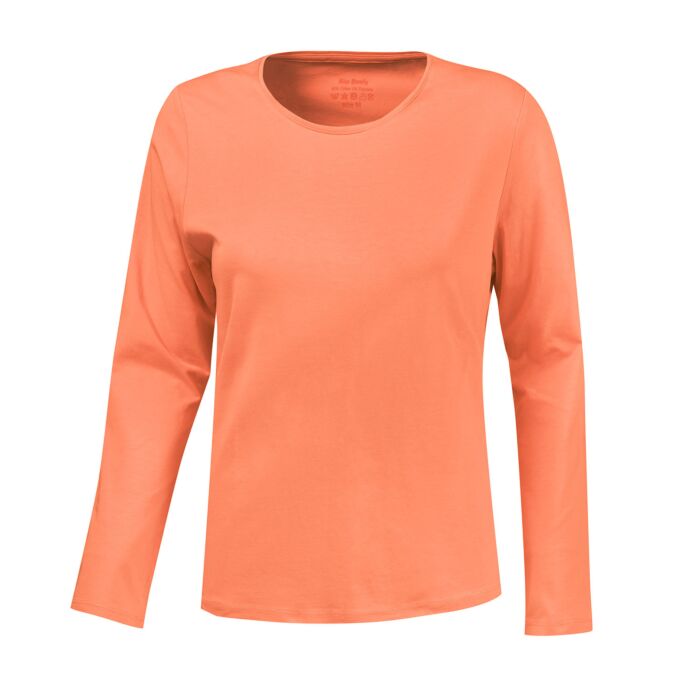 Basic Langarm-Shirt uni, mandarine, XL von Miss Beverly