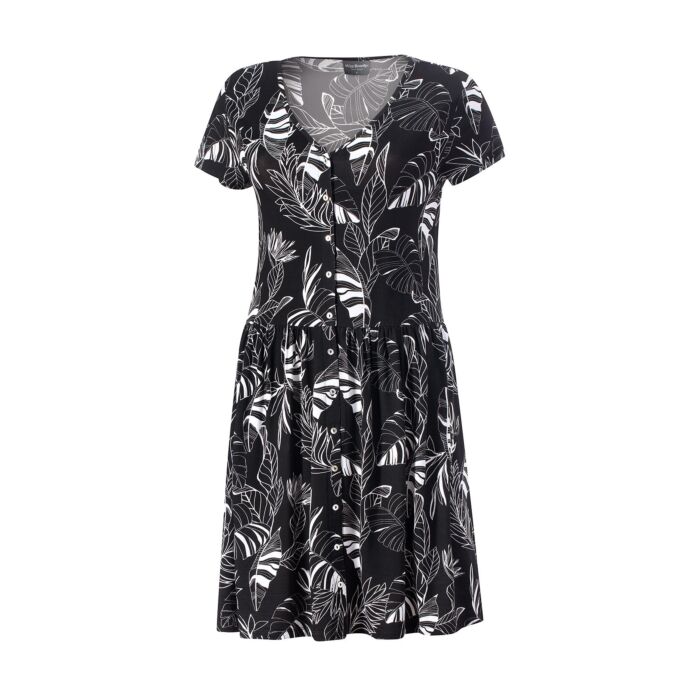 Jersey-Kleid durchgeknöpft schwarz-weiss Jersey-Kleid durchgeknöpft schwarz-weiss von Miss Beverly