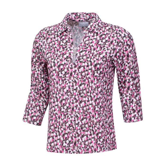 Poloshirt bedruckt mit Reissverschluss Damen, rosa, Xxxl von Miss Beverly