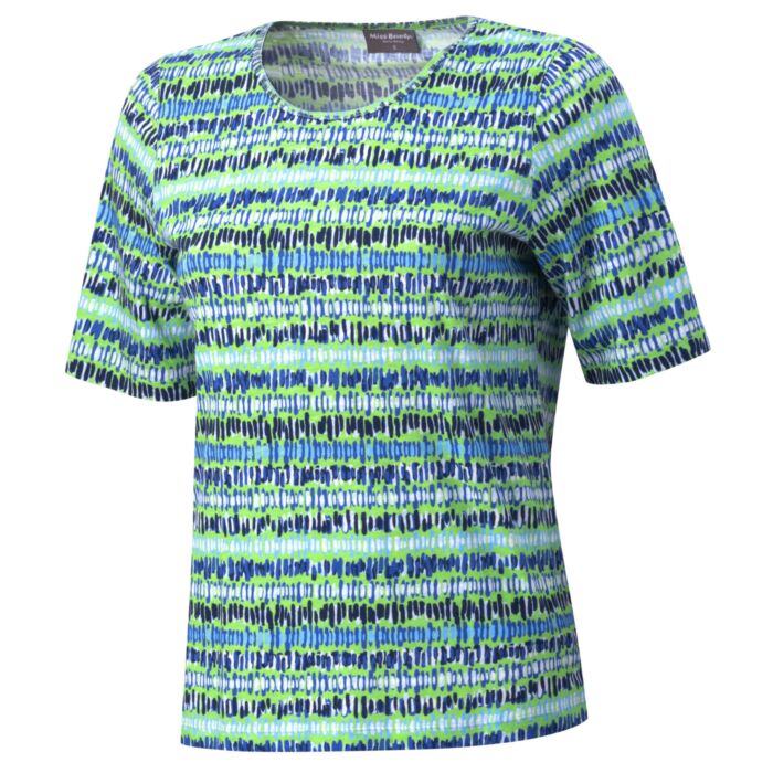 T-Shirt mit Allover-Print und Rundhalsausschnitt, blau von Miss Beverly