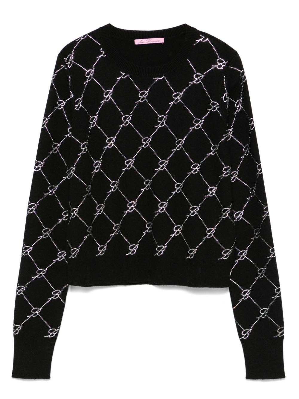 Miss Blumarine crystal-embellished logo sweater - Black von Miss Blumarine