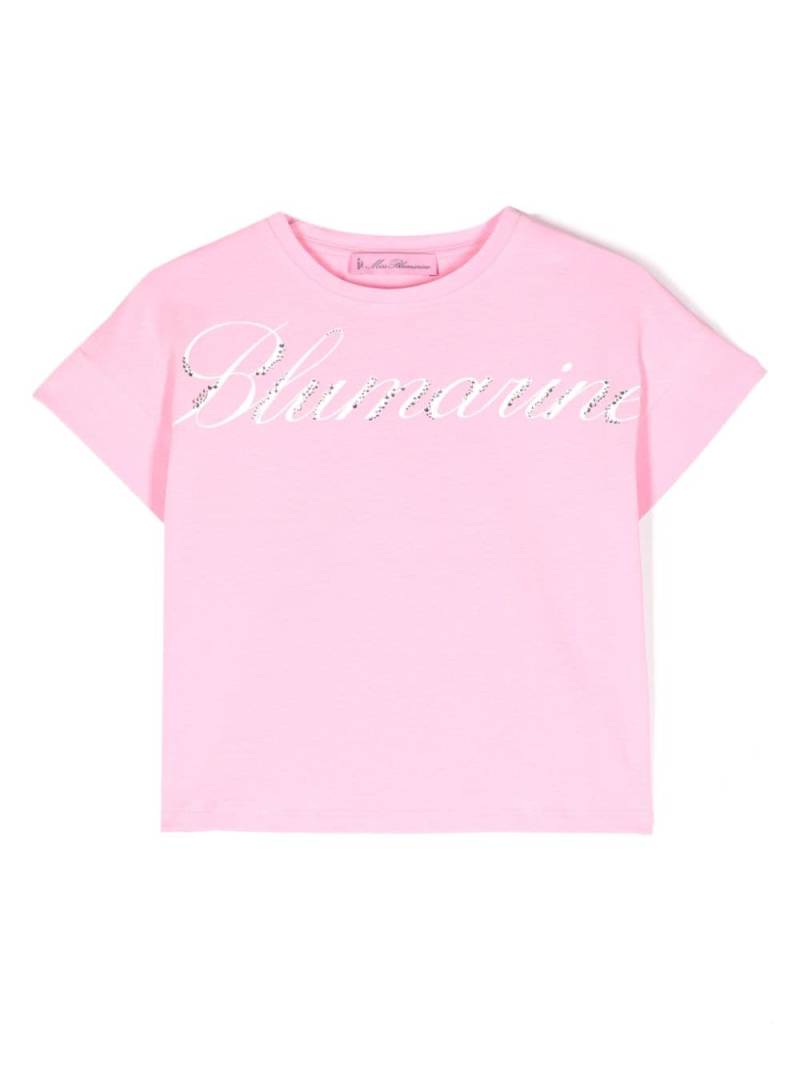 Miss Blumarine crystal-logo T-shirt - Pink von Miss Blumarine