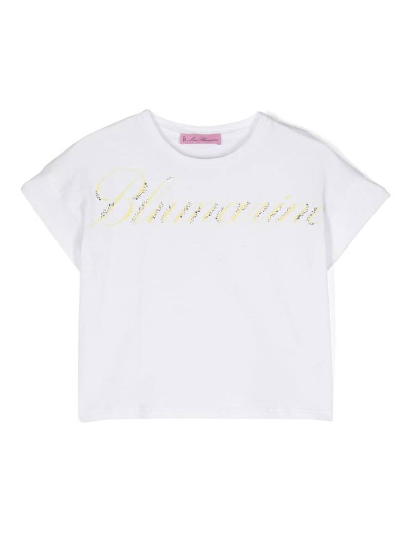 Miss Blumarine crystal-logo T-shirt - White von Miss Blumarine