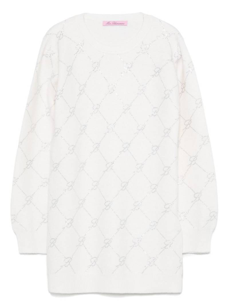 Miss Blumarine crystal-logo sweater - White von Miss Blumarine