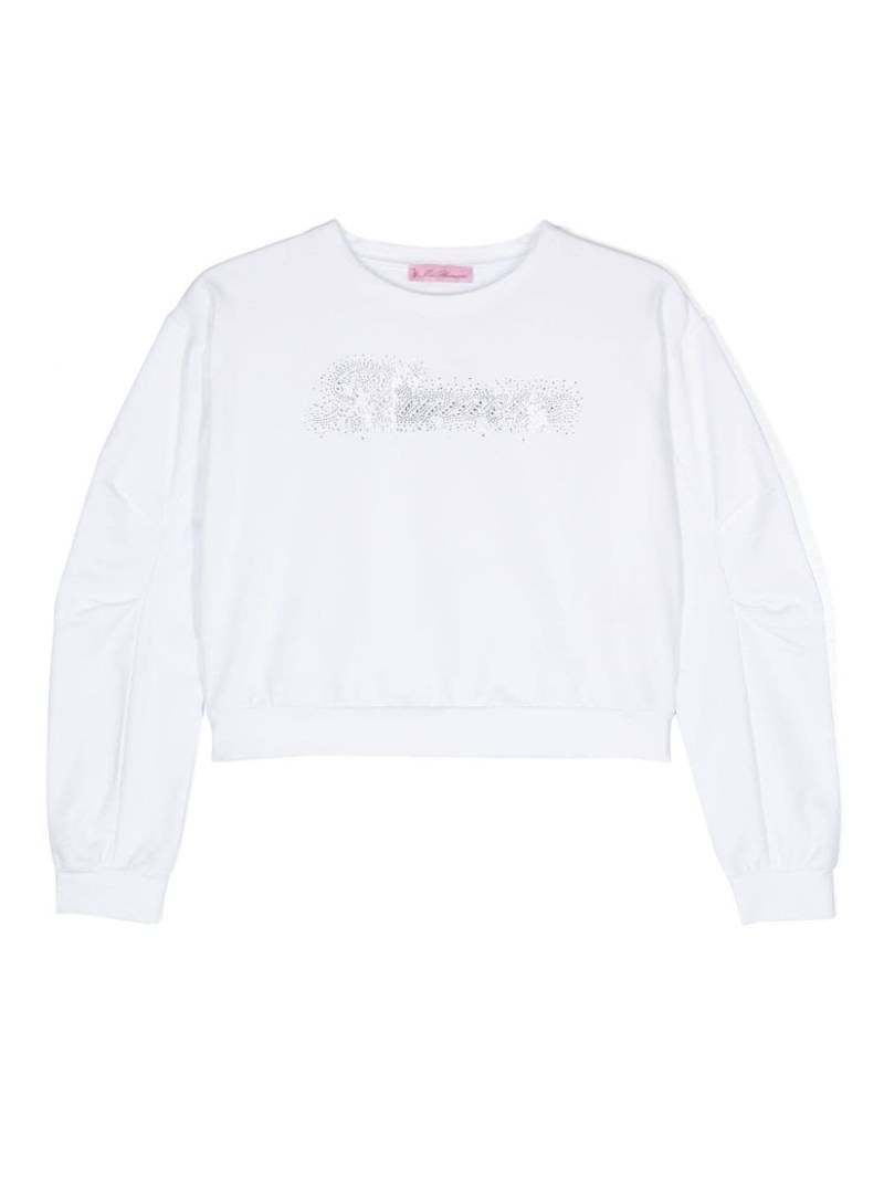 Miss Blumarine crystal-logo sweatshirt - White von Miss Blumarine