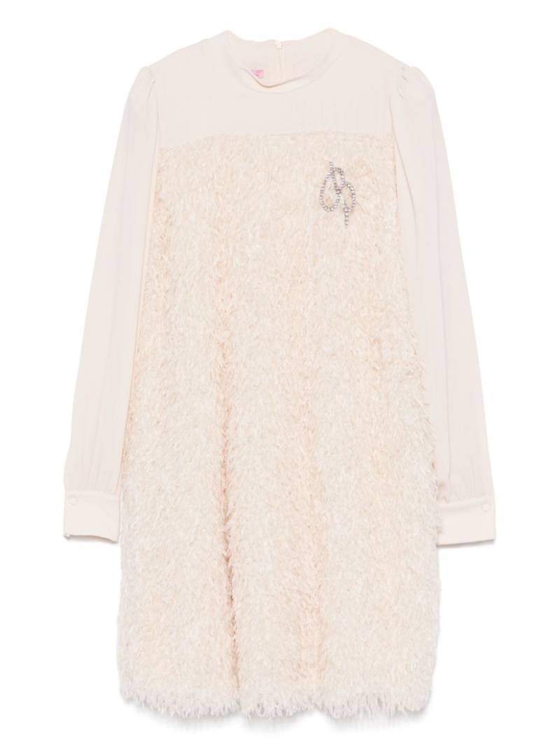 Miss Blumarine feather-panel dress - White von Miss Blumarine