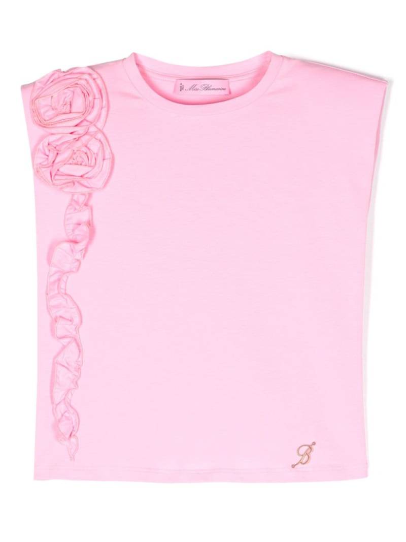 Miss Blumarine floral-appliqué T-shirt - Pink von Miss Blumarine