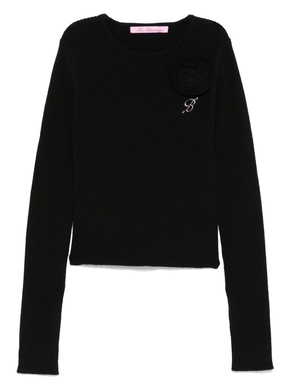 Miss Blumarine floral-appliqué sweater - Black von Miss Blumarine