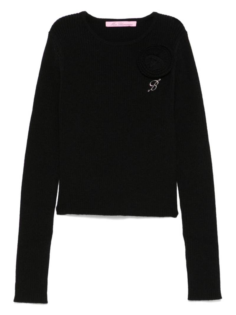 Miss Blumarine floral-appliqué sweater - Black von Miss Blumarine