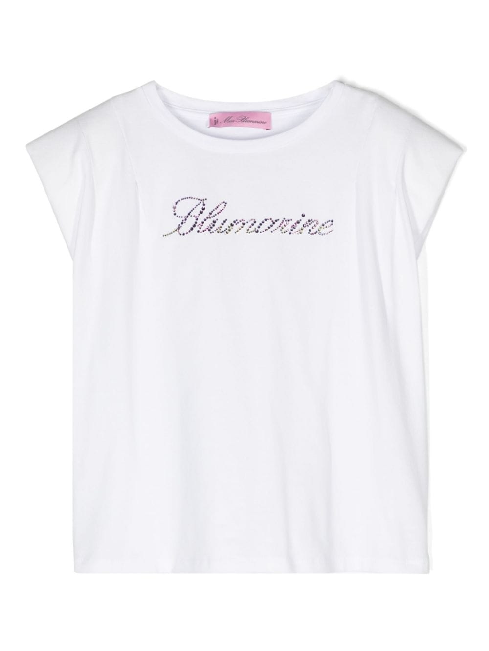 Miss Blumarine logo-embellished cap-sleeve T-shirt - White von Miss Blumarine