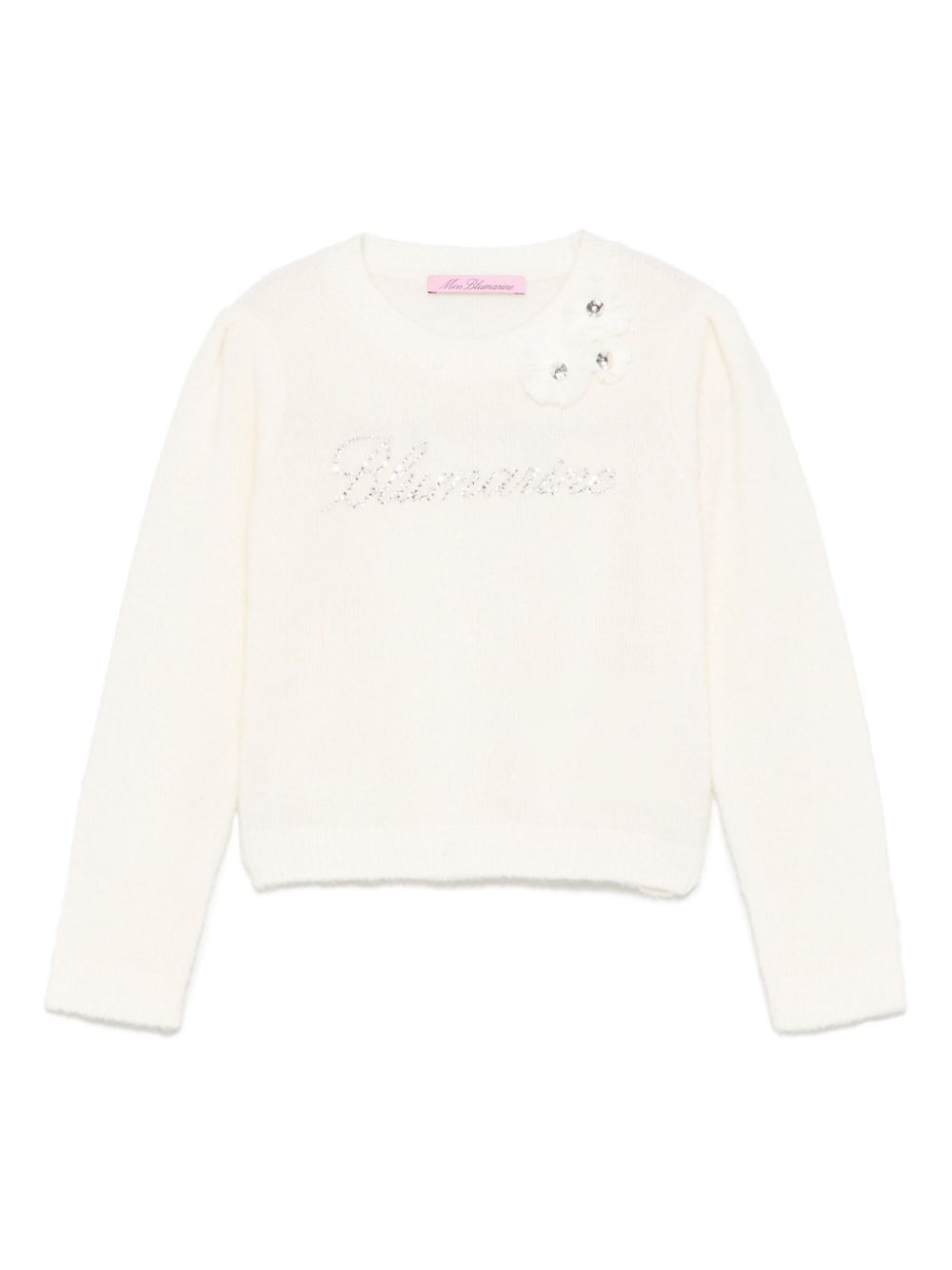 Miss Blumarine logo-embellished sweater - White von Miss Blumarine