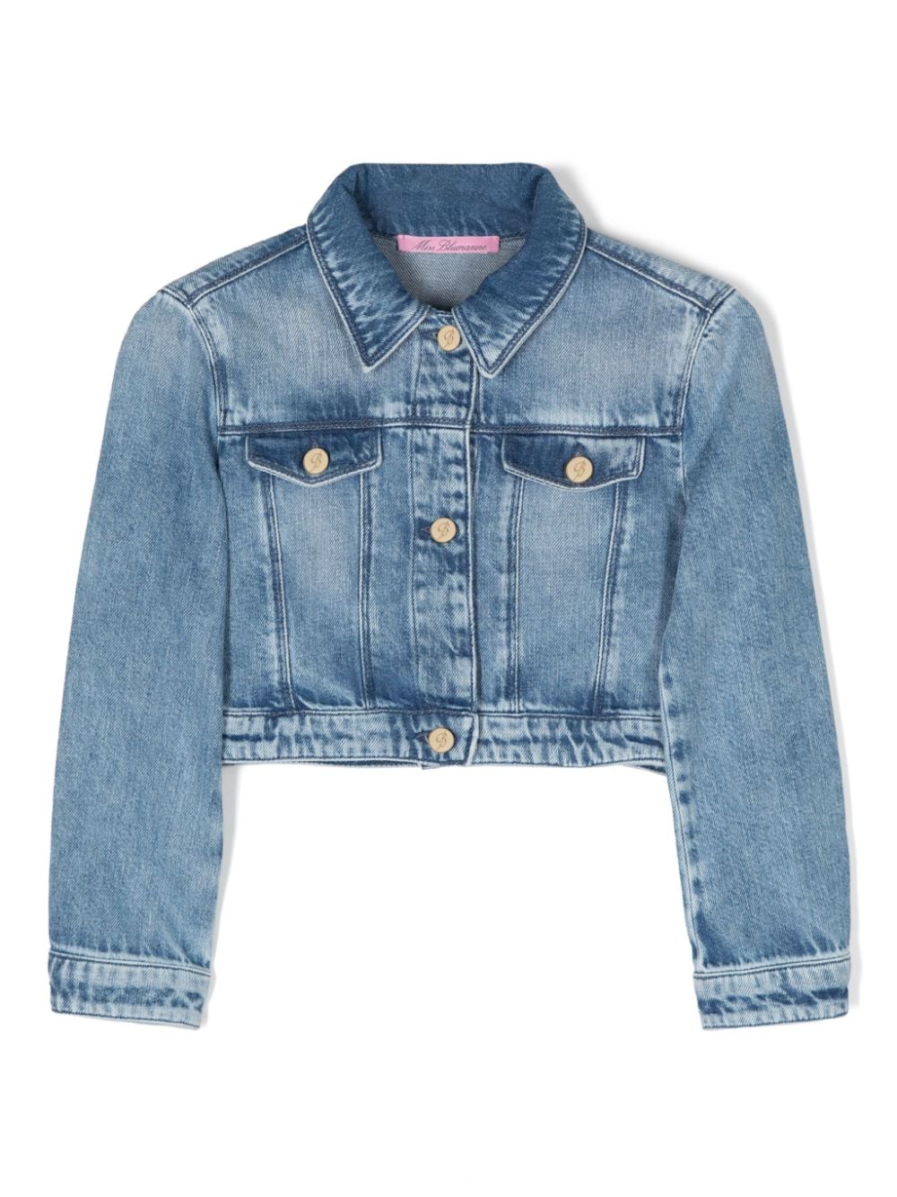 Miss Blumarine logo-embroidered denim jacket - Blue von Miss Blumarine