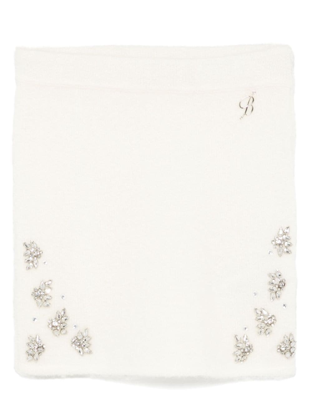 Miss Blumarine rhinestone-embellished knitted skirt - White von Miss Blumarine