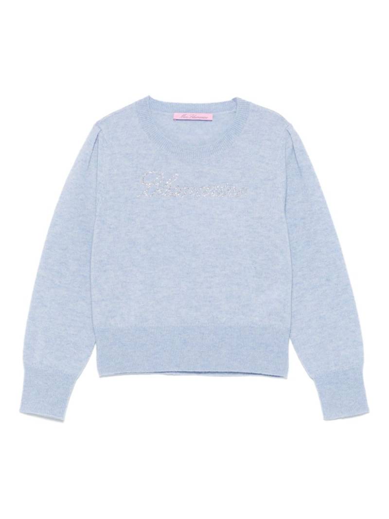 Miss Blumarine rhinestone-logo sweater - Blue von Miss Blumarine