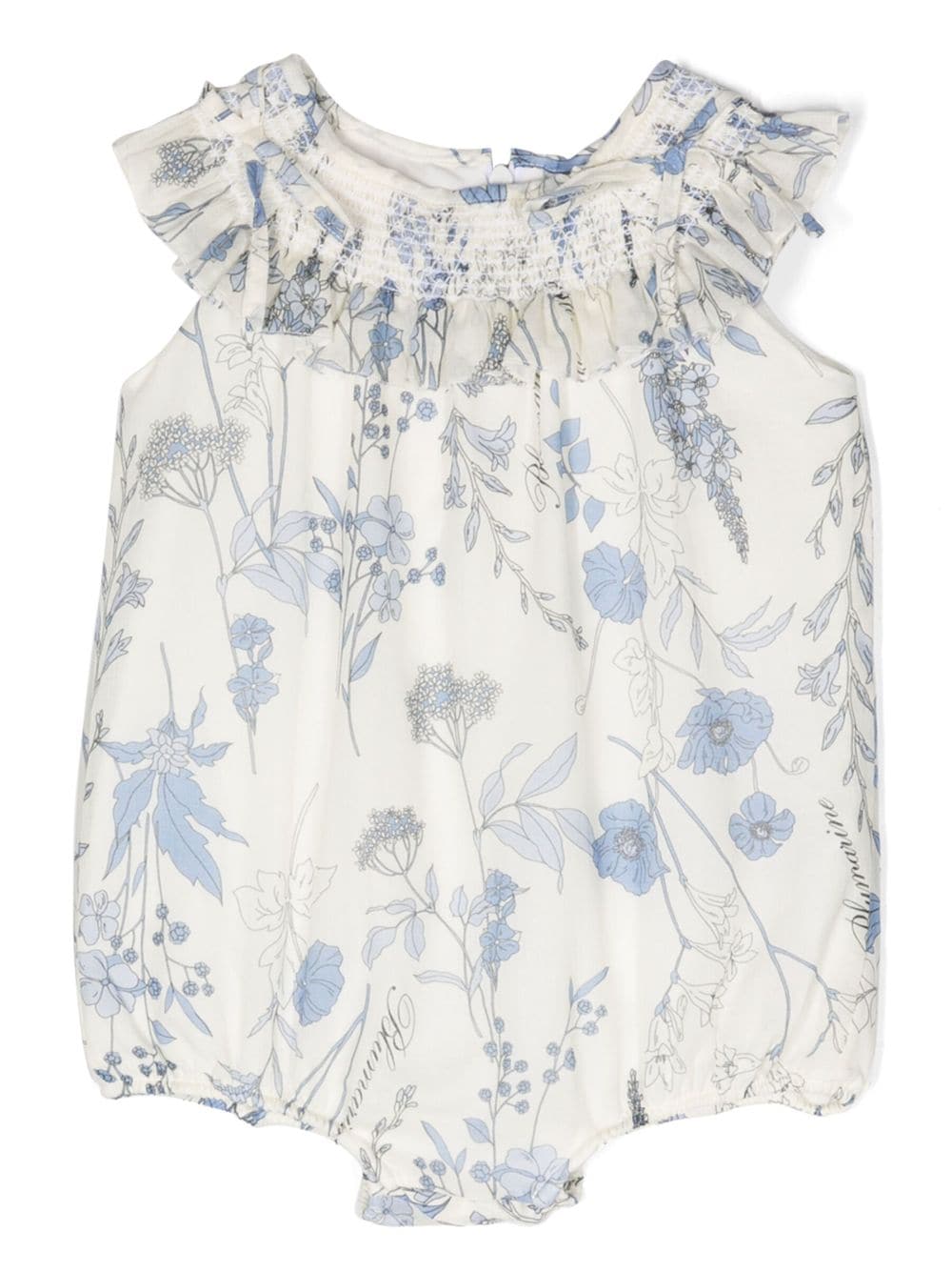 Miss Blumarine ruffle-trim floral-print romper - Neutrals von Miss Blumarine