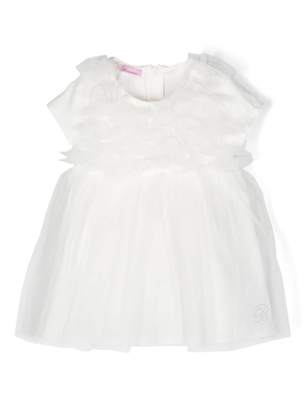 Miss Blumarine ruffled round-neck dress - White von Miss Blumarine