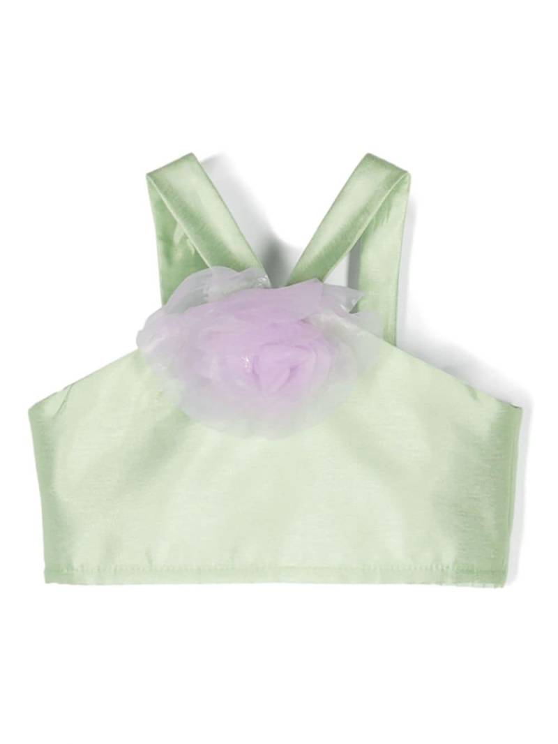 Miss Grant Kids floral-appliqué crop top - Green von Miss Grant Kids