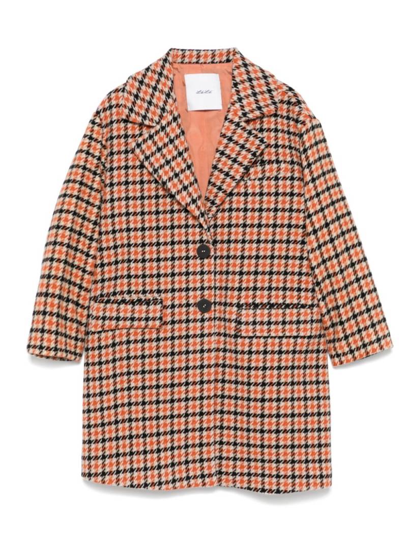 Miss Grant Kids houndstooth-pattern coat - Orange von Miss Grant Kids